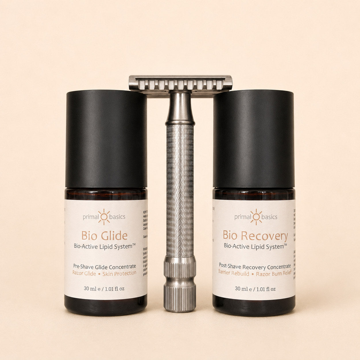 The Pro Shave bundle — single-blade razor with Bio Glide pre-shave and Bio Recovery post-shave