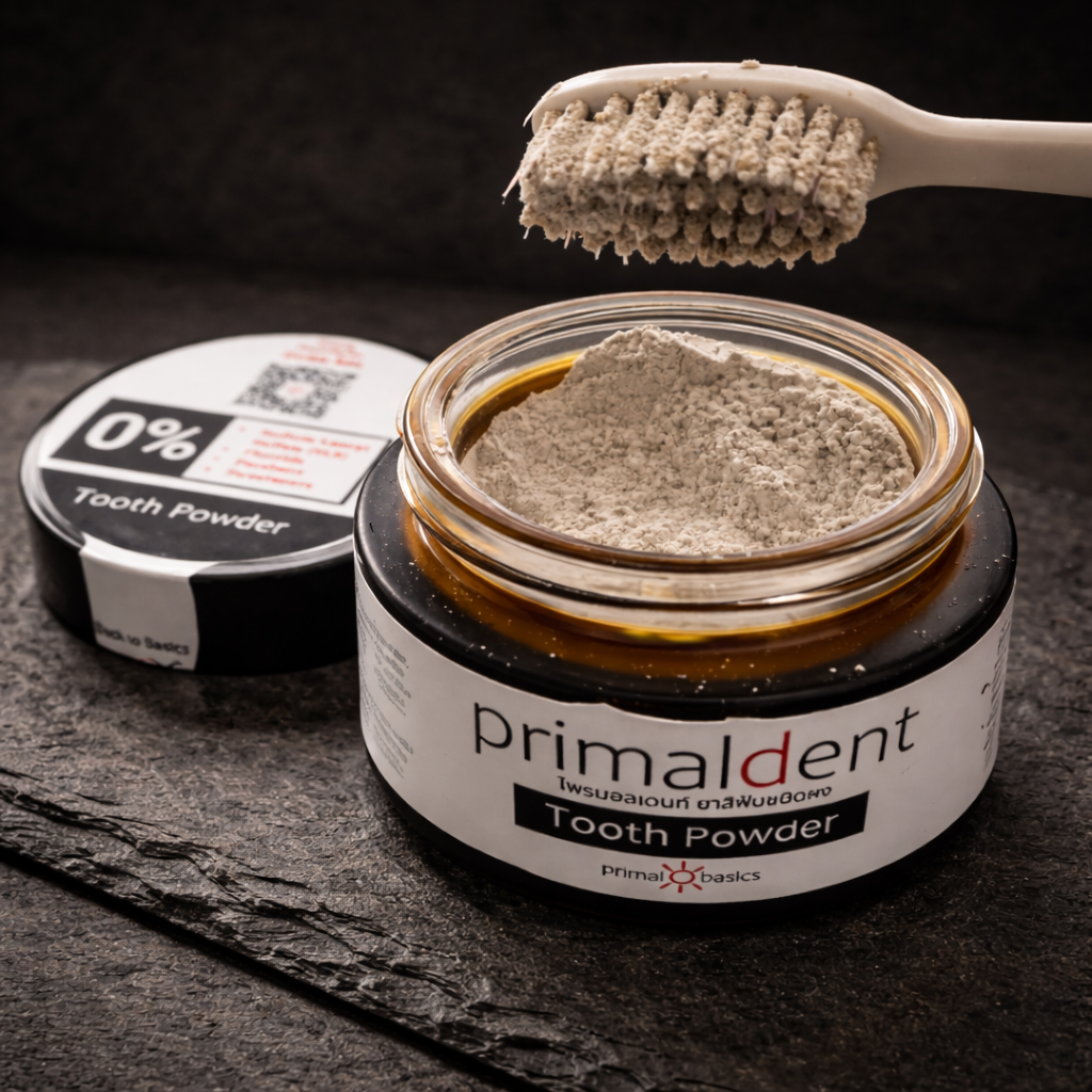 PrimalDent mineral tooth powder by PrimalBasics — bentonite clay oral care