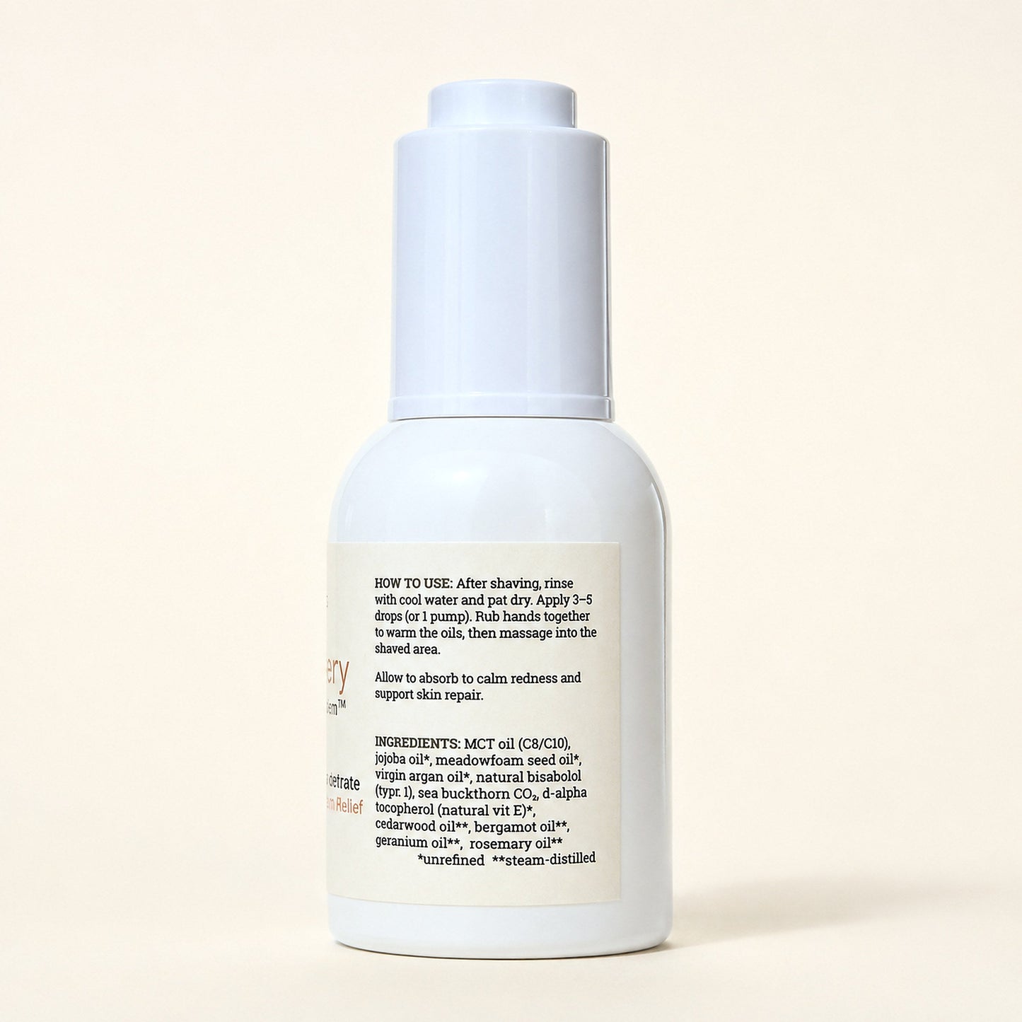 Bio Recovery label — how to use and ingredient list
