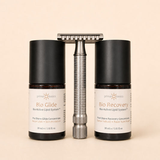 The Pro Shave bundle — single-blade razor with Bio Glide pre-shave and Bio Recovery post-shave