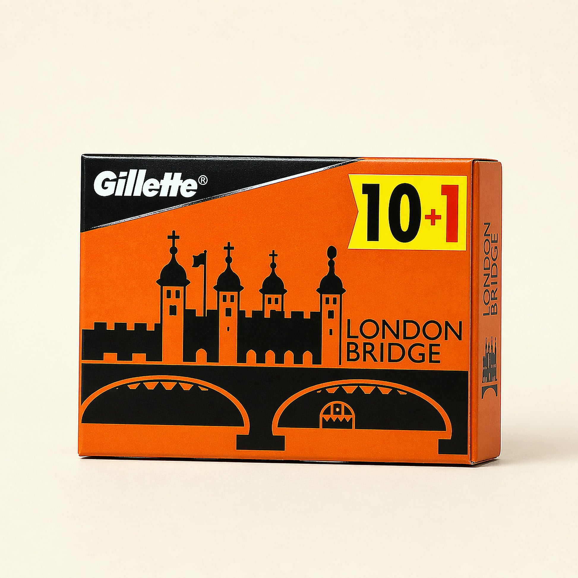 Gillette London Bridge razor blade close-up — classic double-edge geometry