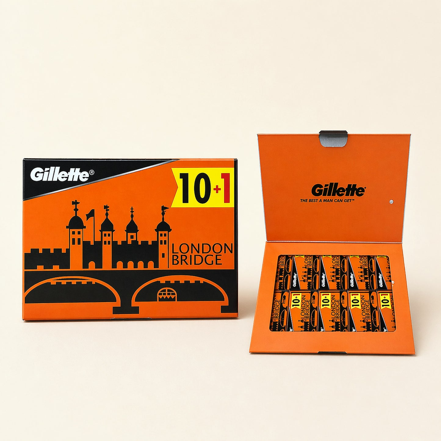 Gillette London Bridge double-edge razor blades — 5-pack, front view