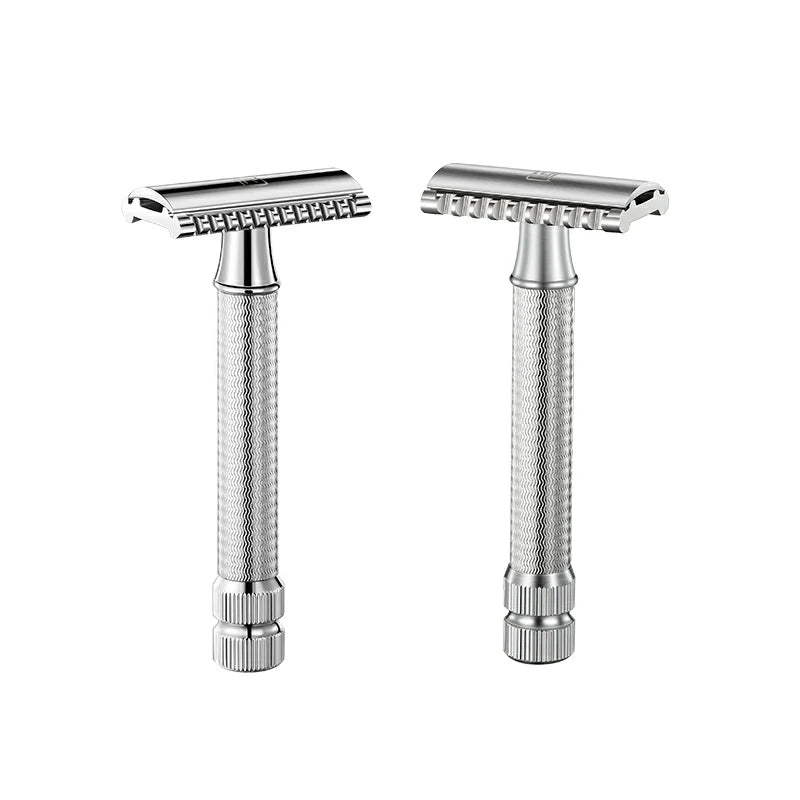 Primal Glide Apex Pro by Primal Basics – Stainless steel safety razor featuring dual-sided design with closed-comb and open-comb options for precision shaving